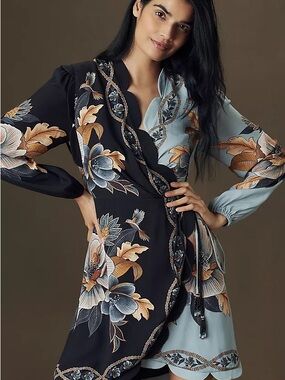 Farm Rio Snake Garden Scalloped Wrap Dress NWT Sz M